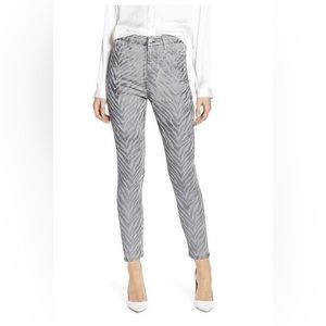 7 For All Mankind zebra print metallic silver skinny jeans